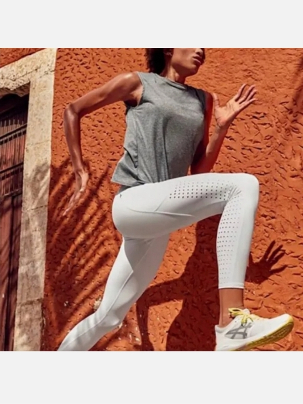 Athleta Contender Laser Cut 7/8 Tight, WHITE SIZE M #445901